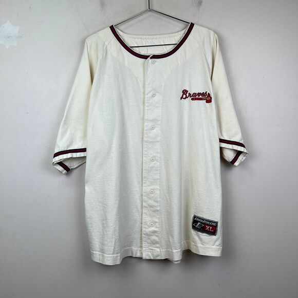 Vintage Logo Athletic Atlanta Braves MLB Button Jersey Size XL - Picture 1 of 5